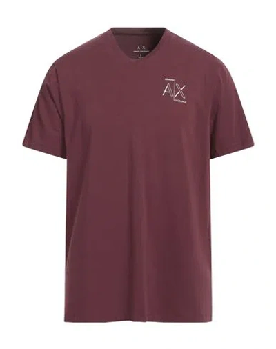 Armani Exchange Man T-shirt Burgundy Size Xxl Cotton, Elastane In Red