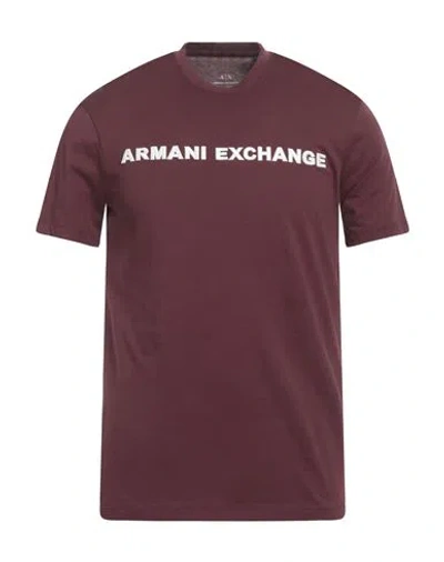 Armani Exchange Man T-shirt Burgundy Size L Cotton In Red