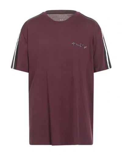 Armani Exchange Man T-shirt Burgundy Size L Cotton In Red