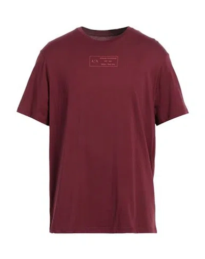 Armani Exchange Man T-shirt Burgundy Size L Cotton In Red
