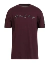 Armani Exchange Man T-shirt Burgundy Size S Cotton In Brown