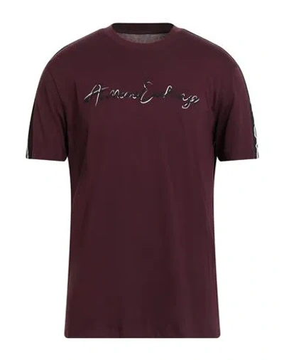 Armani Exchange Man T-shirt Burgundy Size S Cotton In Brown