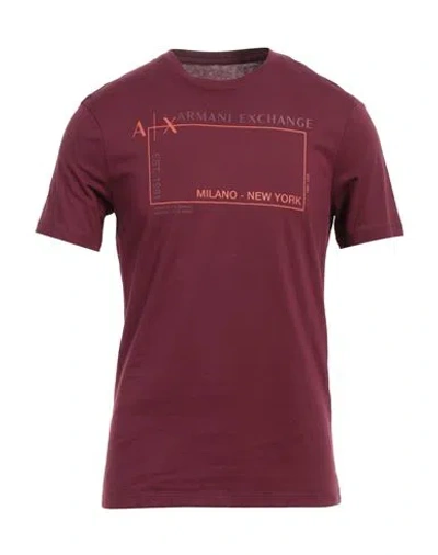 Armani Exchange Man T-shirt Burgundy Size Xs Cotton In Red