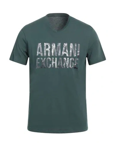 Armani Exchange Man T-shirt Dark Green Size L Cotton