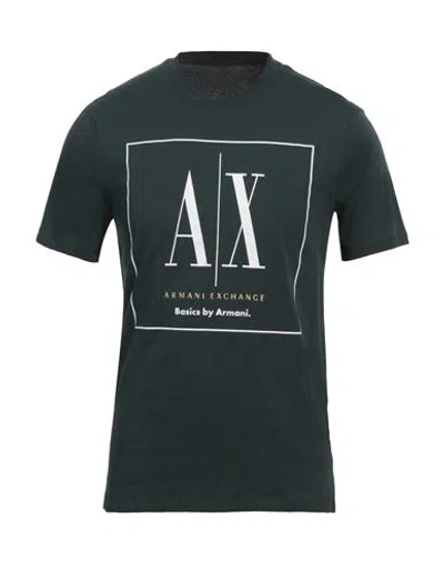 Armani Exchange Man T-shirt Dark Green Size L Cotton