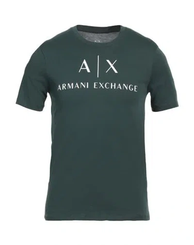 Armani Exchange Man T-shirt Dark Green Size L Cotton In Green