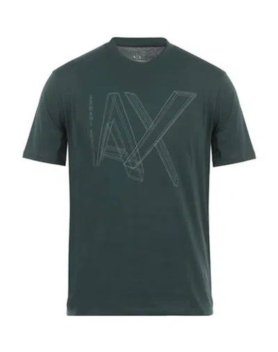 Armani Exchange Man T-shirt Dark Green Size S Cotton In Green