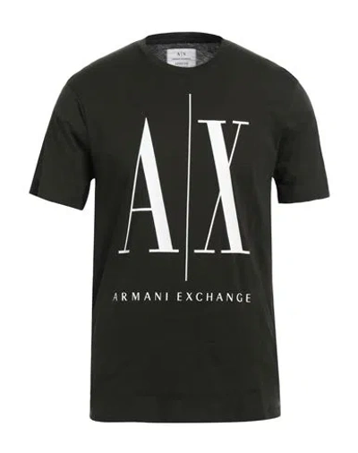 Armani Exchange Man T-shirt Dark Green Size M Cotton In Green