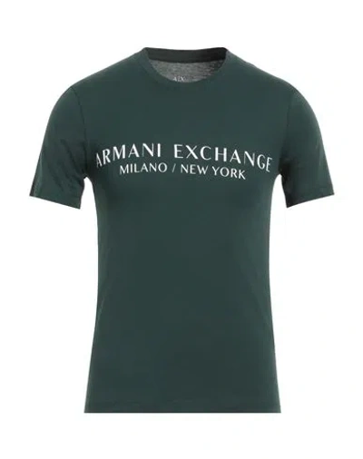 Armani Exchange Man T-shirt Dark Green Size S Cotton