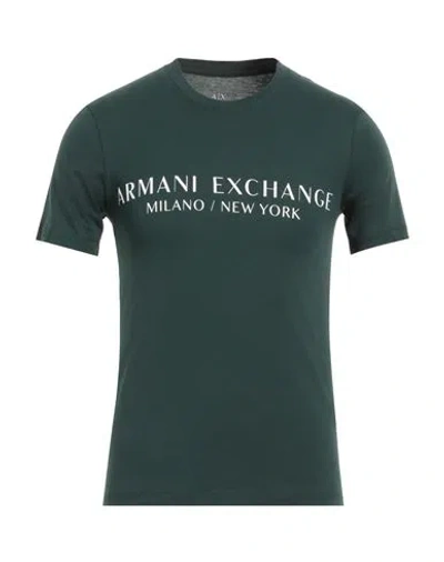 Armani Exchange Man T-shirt Dark Green Size S Cotton In Green