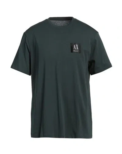 Armani Exchange Man T-shirt Dark Green Size Xl Cotton In Green