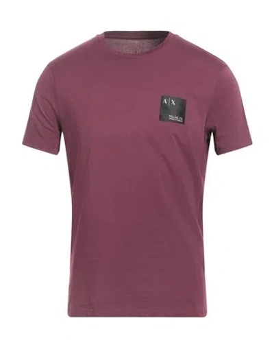 Armani Exchange Man T-shirt Deep Purple Size M Pima Cotton In Purple