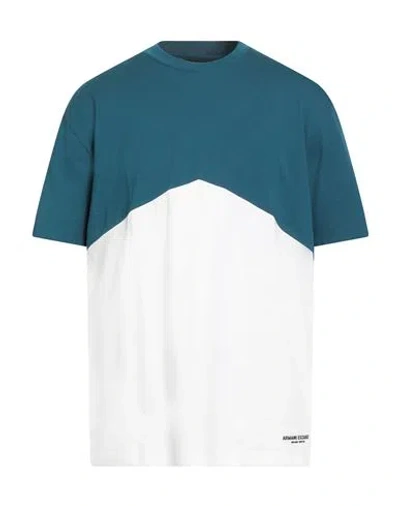 Armani Exchange Man T-shirt Deep Teal Size L Cotton In White