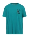 Armani Exchange Man T-shirt Deep Teal Size M Cotton In Green