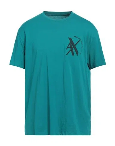 Armani Exchange Man T-shirt Deep Teal Size M Cotton In Green