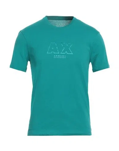 Armani Exchange Man T-shirt Emerald Green Size S Cotton In Blue
