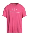 Armani Exchange Man T-shirt Fuchsia Size S Cotton In Pink