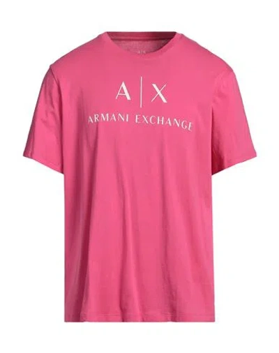 Armani Exchange Man T-shirt Fuchsia Size S Cotton In Pink
