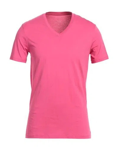 Armani Exchange Man T-shirt Fuchsia Size S Pima Cotton In Pink