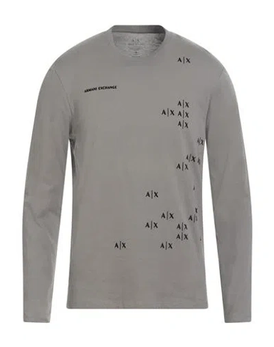 Armani Exchange Man T-shirt Grey Size L Cotton In Grey