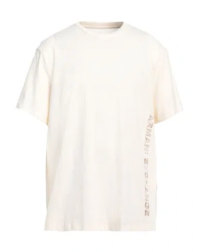 Armani Exchange Man T-shirt Ivory Size Xxl Cotton In Neutral