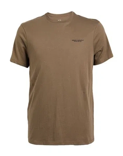 Armani Exchange Man T-shirt Khaki Size L Cotton In Brown