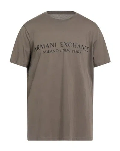 Armani Exchange Man T-shirt Khaki Size L Cotton In Multi