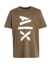 Armani Exchange Man T-shirt Khaki Size M Cotton In Brown