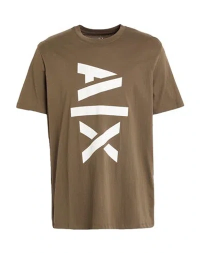 Armani Exchange Man T-shirt Khaki Size M Cotton In Brown