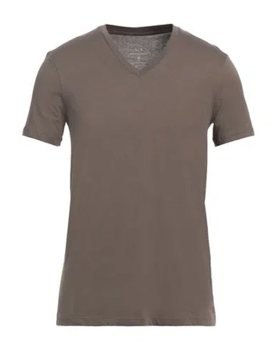 Armani Exchange Man T-shirt Khaki Size M Pima Cotton In Brown