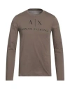 Armani Exchange Man T-shirt Khaki Size S Cotton In Beige