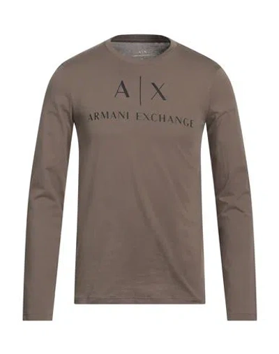 Armani Exchange Man T-shirt Khaki Size S Cotton In Beige