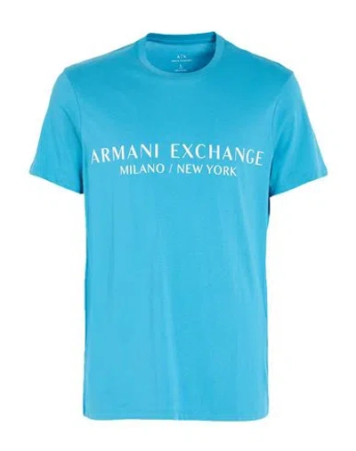 Armani Exchange Man T-shirt Light Blue Size L Cotton In Multi