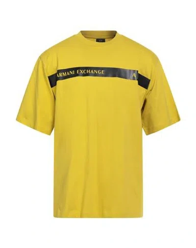Armani Exchange Man T-shirt Light Green Size M Cotton In Yellow