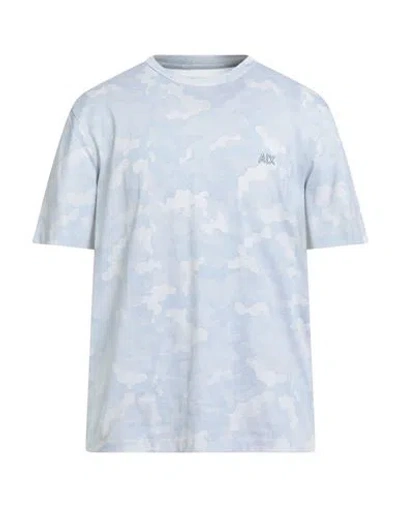 Armani Exchange Man T-shirt Light Grey Size S Cotton In Blue