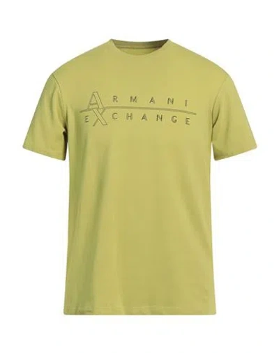 Armani Exchange Man T-shirt Lime Green Size L Cotton, Elastane