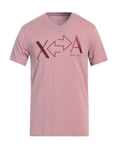Armani Exchange Man T-shirt Mauve Size L Cotton In Purple