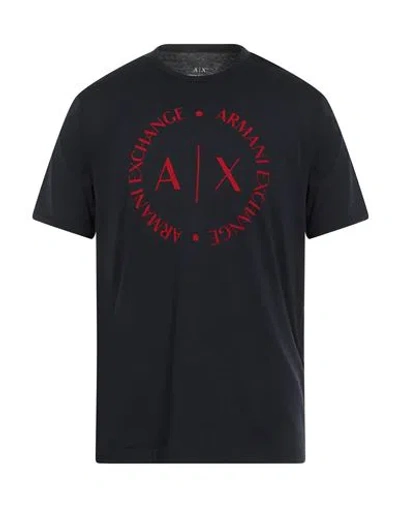 Armani Exchange Man T-shirt Midnight Blue Size L Cotton In Black