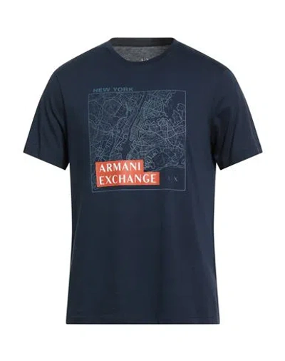 Armani Exchange Man T-shirt Midnight Blue Size L Cotton