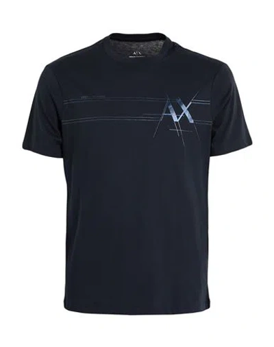 Armani Exchange Man T-shirt Midnight Blue Size L Cotton In Black