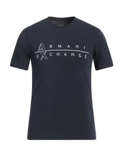 Armani Exchange Man T-shirt Midnight Blue Size L Cotton, Elastane