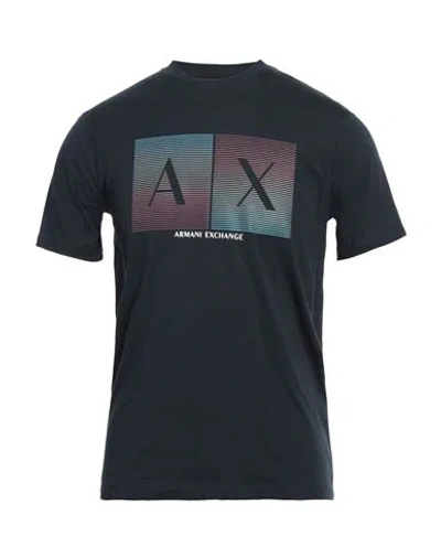 Armani Exchange Man T-shirt Midnight Blue Size M Cotton In Blue