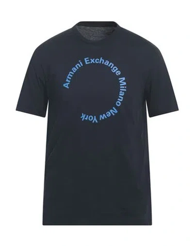 Armani Exchange Man T-shirt Midnight Blue Size M Cotton In Blue
