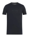 Armani Exchange Man T-shirt Black Size L Organic Cotton In Blue