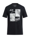 Armani Exchange Man T-shirt Midnight Blue Size M Cotton