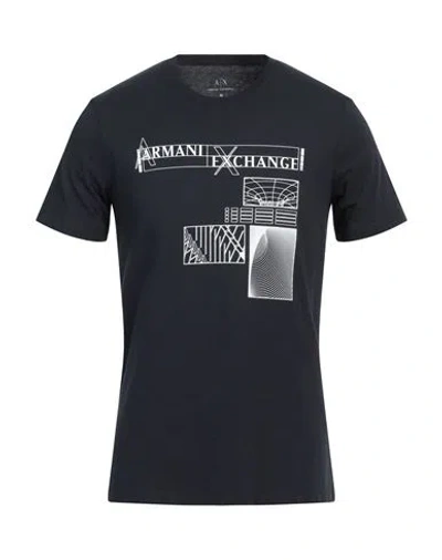 Armani Exchange Man T-shirt Midnight Blue Size M Cotton In Blue
