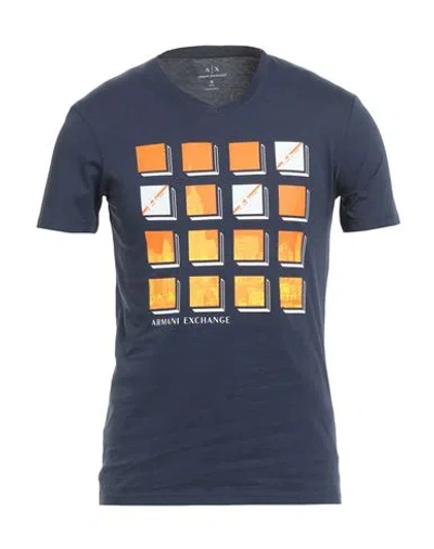 Armani Exchange Man T-shirt Midnight Blue Size S Cotton