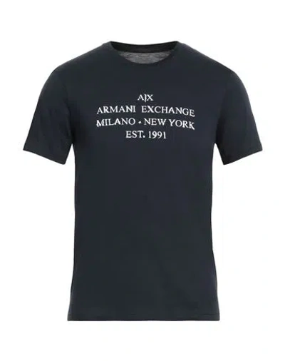Armani Exchange Man T-shirt Midnight Blue Size S Cotton In Black