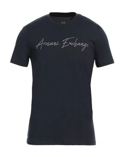 Armani Exchange Man T-shirt Midnight Blue Size M Cotton In Blue
