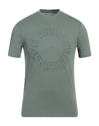 Armani Exchange Man T-shirt Military Green Size Xs Cotton In Gray